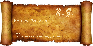 Mauks Zakeus névjegykártya